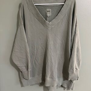 Gray V-Neck Sweater
